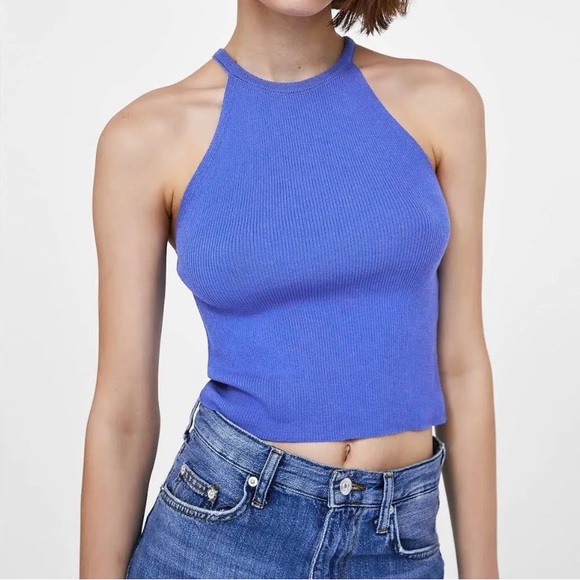 Zara Tops Zara Knit Halter In The Most Beautiful Blue Worn Once